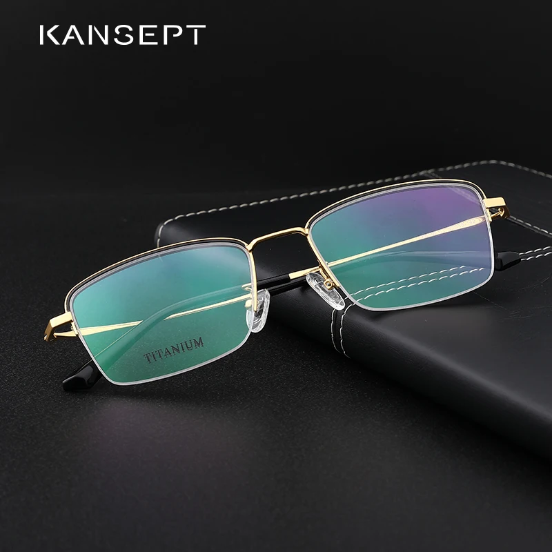 

Titanium Alloy Glasses Frame Men Ultralight Square Myopia Prescription Eyeglasses Half Rim Optical Frame Men Eyewear#190006