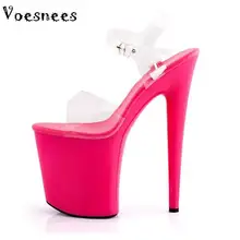 Босоножки женские разноцветные европейские и американские ботинки на платформе пикантные туфли для ночных клубов на очень высоком каблуке 20 см; большие размеры 35-42