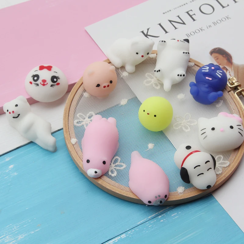 

Kawaii Mini Animals Mochi Squishy Panda Chicken Duck Sheep Pig Rabbit Tiger Soft Phone Accessories Squeeze Stretchy Kids Toy