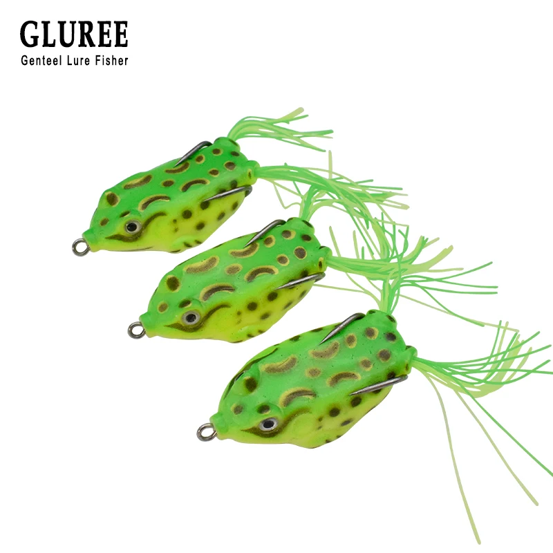 

GLUREE 1Pcs Bionic Silicone Fishing Lures Frog Lure Treble Hooks large Medium Small Topwater Ray Frog Artificial Soft Bait Bane