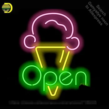 

Ice Cream OPEN Neon Sign Restaurant neon bulb Sign neon lights Sign Custom glass Tube Handcraft Iconic Sign Display light up