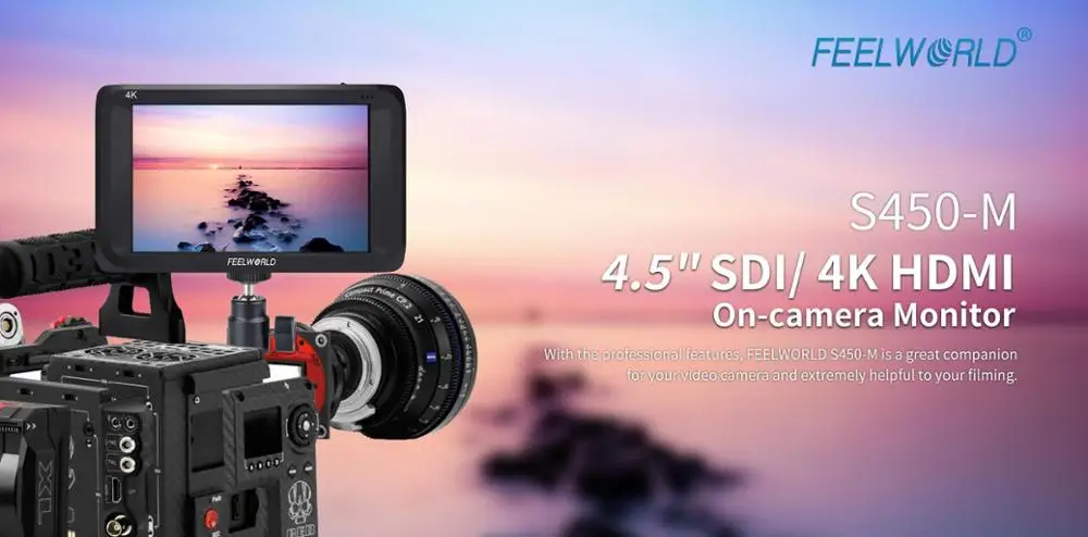 Feelworld S450-M 4,5 дюймов ips 3G-SDI 4 K HDMI On-camera полевой монитор 4," 1280x800 Камера Внешний ЖК-монитор для камеры DSLR