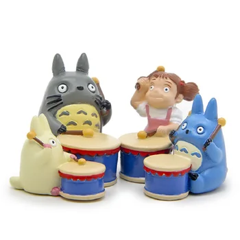 

Studio Ghibli Miyazaki Hayao Totoro Musical Instruments PVC Figure Toys Drum Group Blue Totoro May Collection Model Toy Kid Gift
