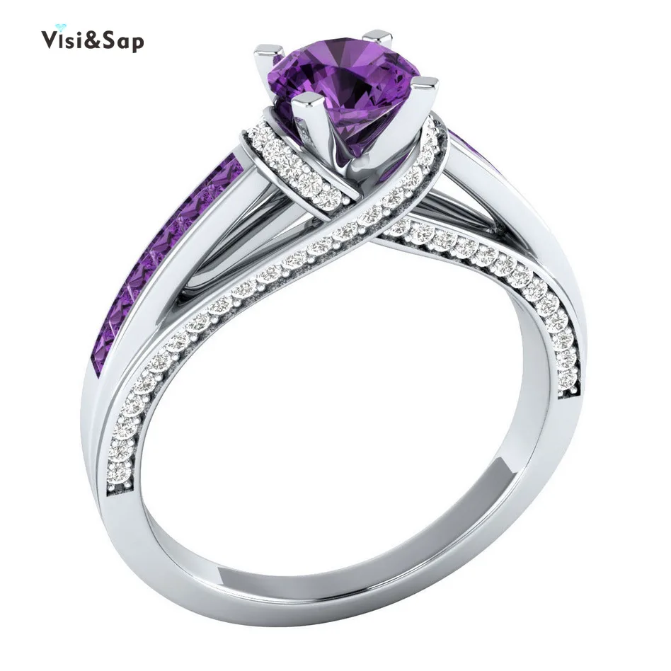 

Visisap Multicolor Colorful Zircon Rings for Women White Gold Color Wedding Ring Dropshipping Trendy Accessories B621