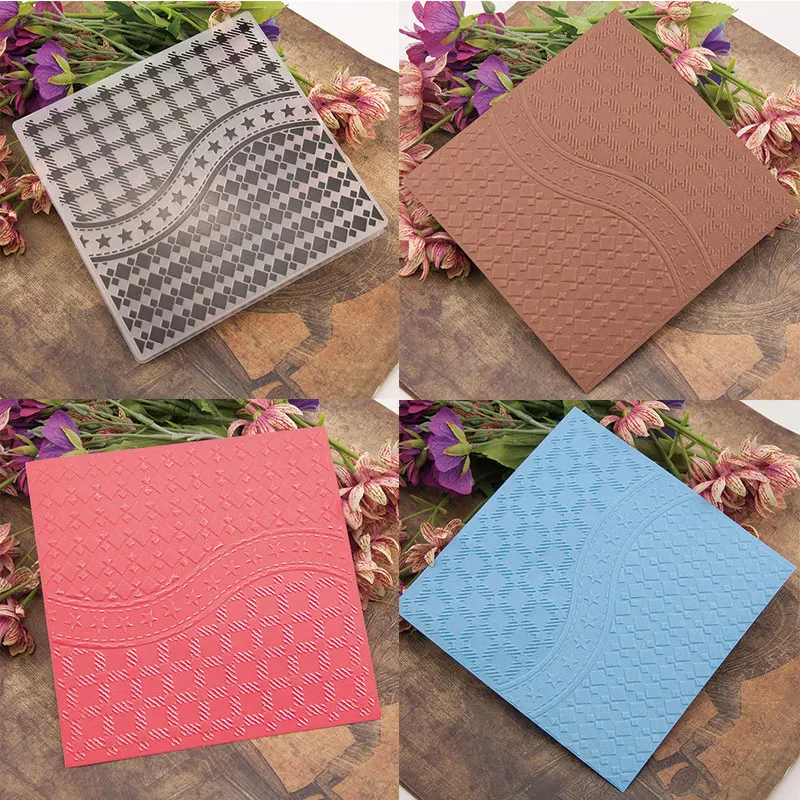 Buy 15x15cm Wavy Star Grid Square Embossing folders