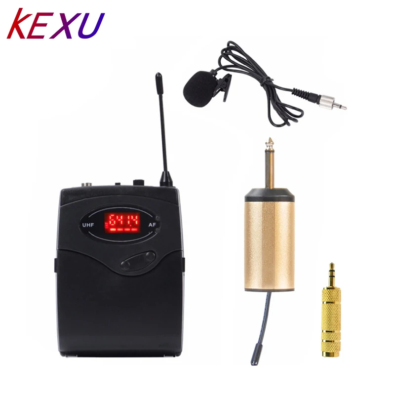 KEXU Беспроводная микрофонная система, набор беспроводных микрофонов с гарнитурой и петличный лацкан микрофоны Beltpack передатчик и приемник идеальный