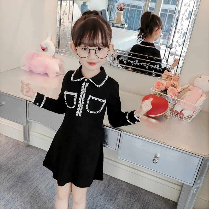 

Fashion Girls Spring Long-sleeved Dress Kids Clothings Girls Spring and Autumn Dress Foreign Spring Princess Dress Tide Clothes