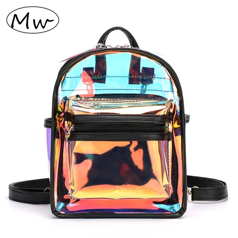 

Clear Transparent Backpack Black Laser Mini Bags For Summer School Bagpack For Teenage Girls Travel Bag Kawaii Ita Bag Mochila
