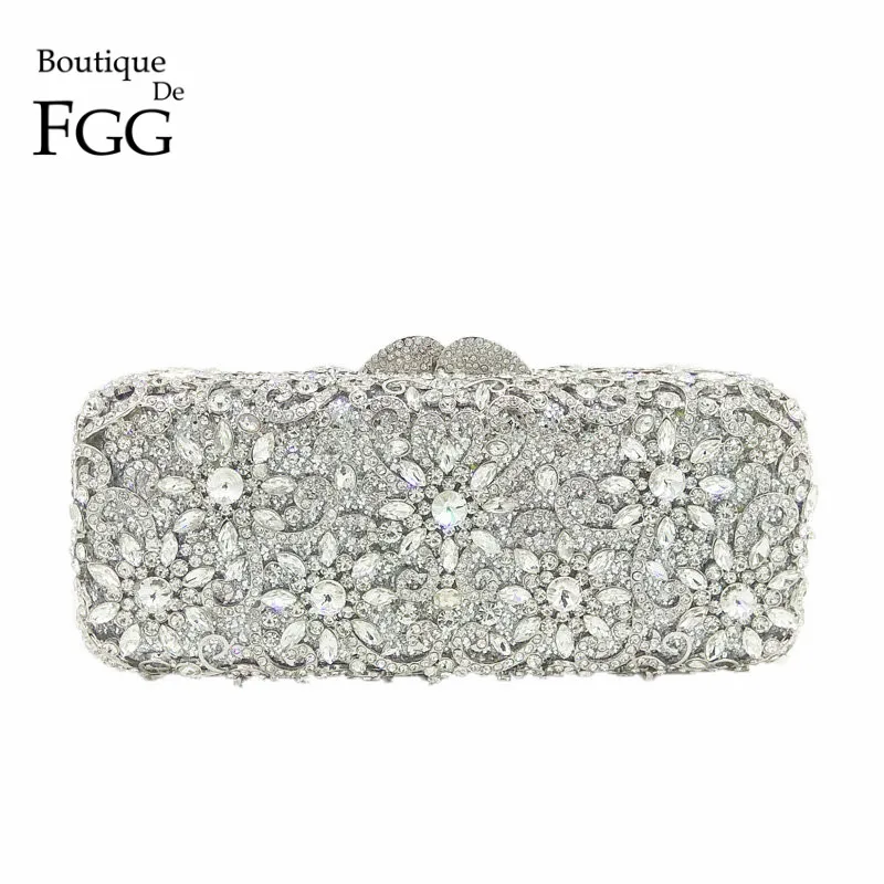 silver jewelled clutch bag