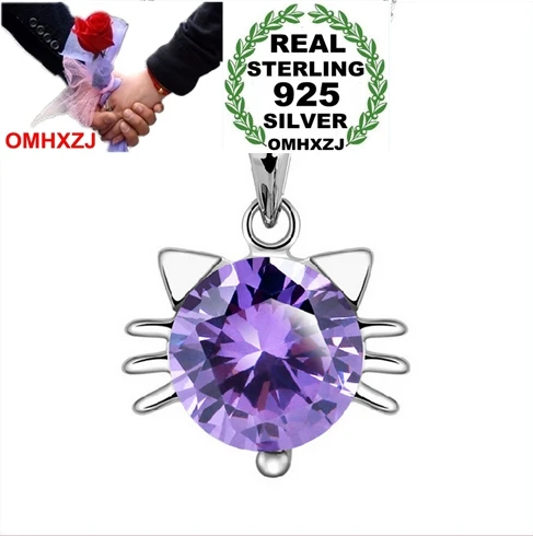 

OMHXZJ Wholesale geometric cute cat woman Natural kpop star 925 sterling silver pendant Charms PE61 NO Chain Necklace