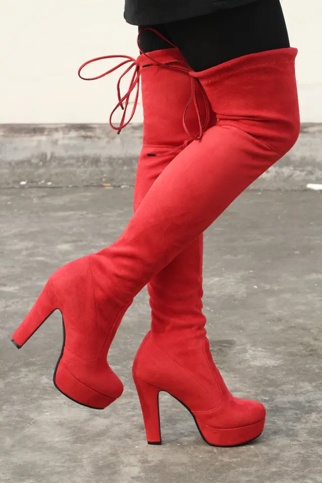 NEMAONE/Большие размеры 34-43; новые модные сапоги выше колена на платформе высокие сапоги до бедра на высоком каблуке с круглым носком Демисезонные женские сапоги