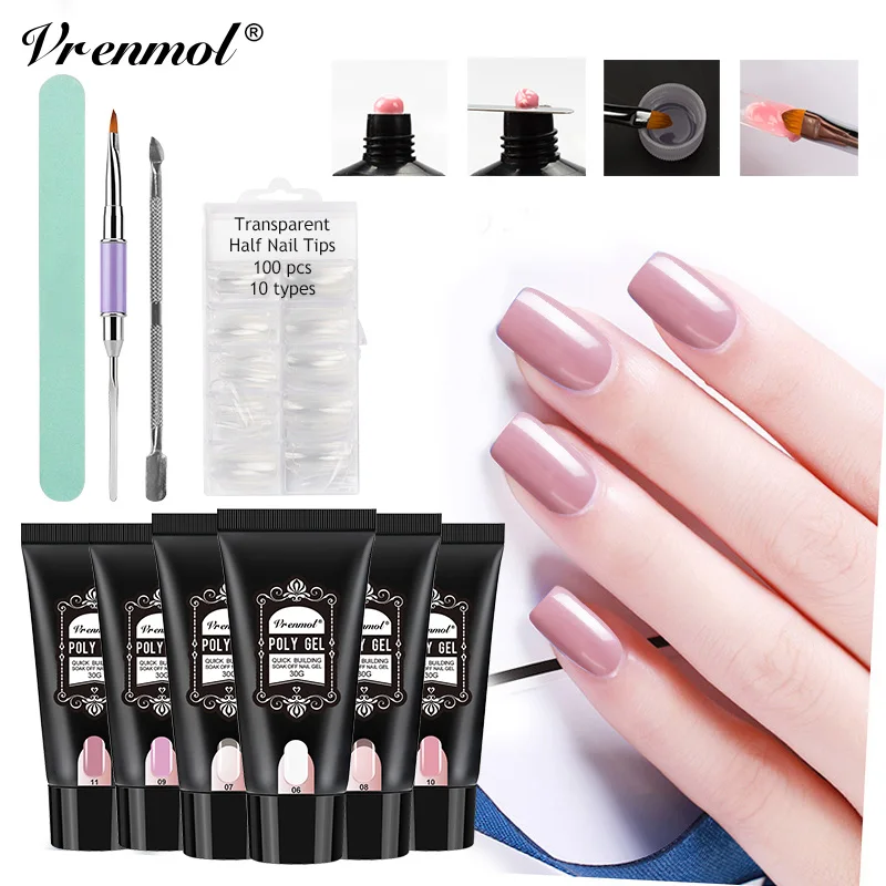 

Vrenmol 10pcs Crystal Jelly Poly Gel Nail Polish Set UV Builder Gel Fake Nail Extention Acrylic Nail Art DIY Manicure Kit