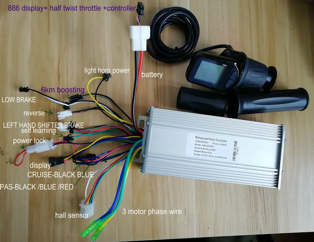 24v36v48v60v ЖК-дисплей и полуповоротная дроссельная заслонка+ контроллер BLDC 250 Вт-1000 Вт для электрического велосипеда, скутера MTB, интеллектуального велосипеда, трицикла