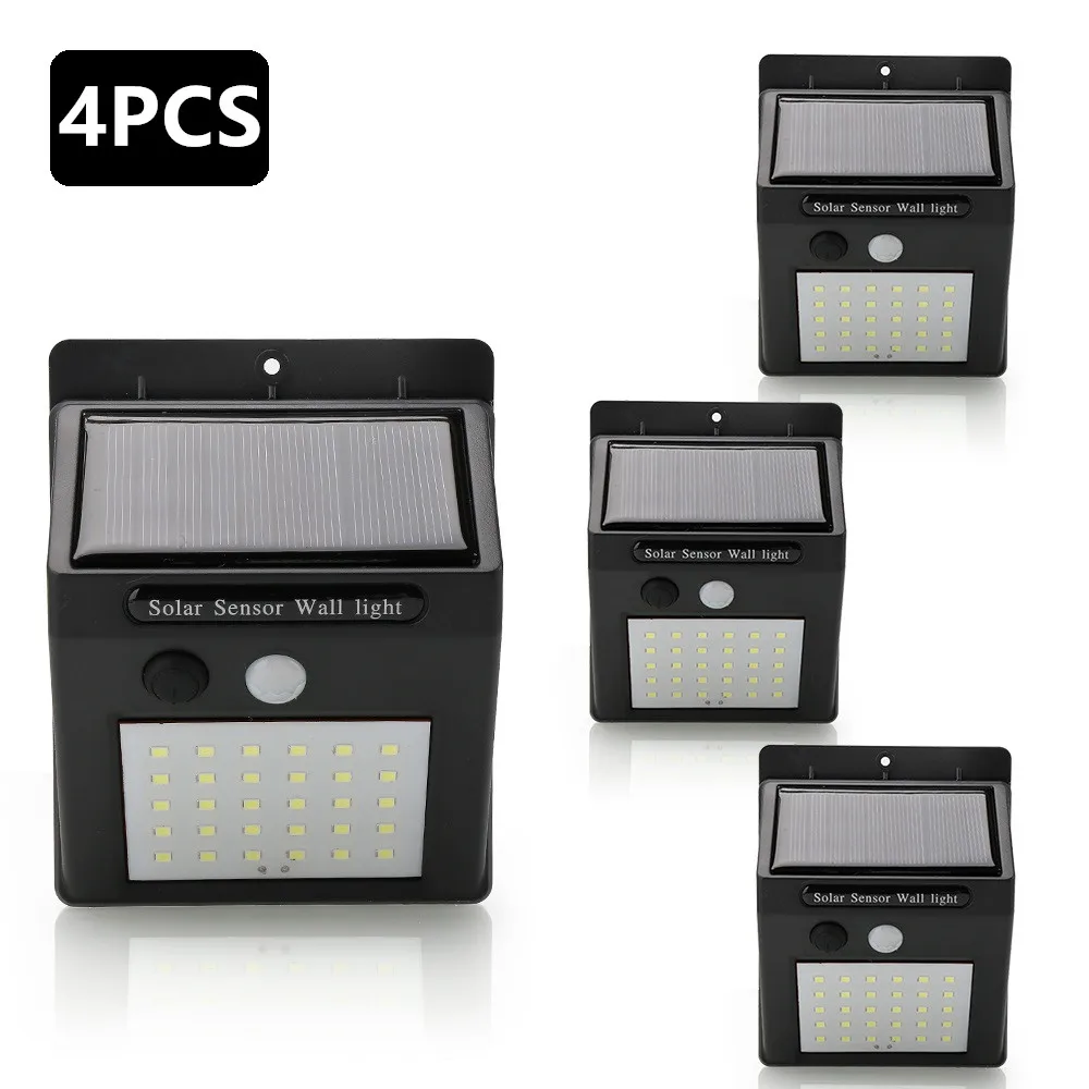 Kopen (4 stks partij) zonne energie LED Light PIR Motion Sensor Solar Lamp Outdoor Tuin Decoratie Yard Dek Wandlamp Beveiliging LED Licht