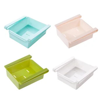 

4 pcs Plastic Fridge Drawer Rack Creative Sliding Refrigerator Layer Kitchen Supplies Drawer Holder Storage Rack Food Crisper