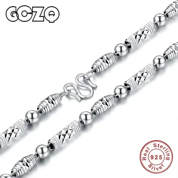 

GCZQ 925 pure silver men's sterling silver necklace six angle light bead necklace fashion domineering single chain