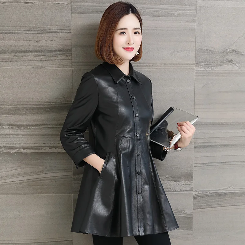 

Real Leather Jacket Autumn Spring Jacket Women Clothes 2019 Genuine Sheepskin Coat Female long Trench Coats Chaqueta Mujer Y3325