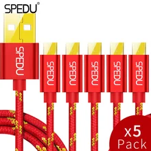 SPEDU 5 шт./лот Micro Usb кабель для iphone Xiaomi huawei samsung мобильный телефон зарядное устройство 1 м 2 м Быстрая зарядка Usb зарядное устройство(5 шт