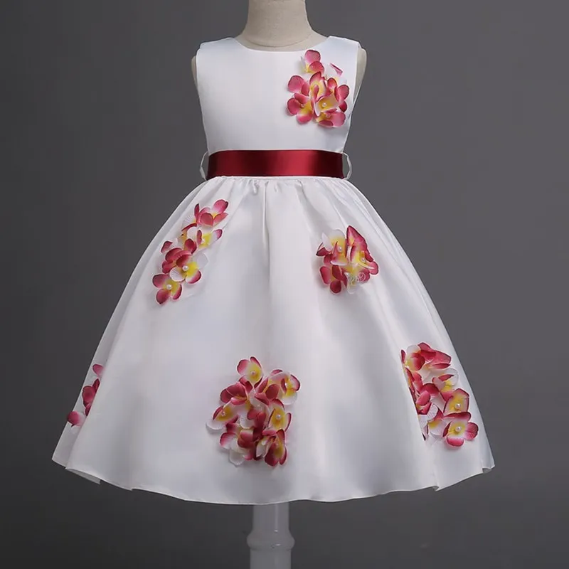 

fashion 2019 new girls flower Princess dress beaded hosted kids dresses elegant clothing 3-14Y