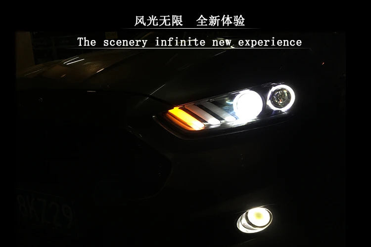 KOWELL автомобильный Стайлинг для Mondeo фары 2013 Fusion светодиодный фонарь DRL Bi Xenon объектив Высокий Низкий луч парковка