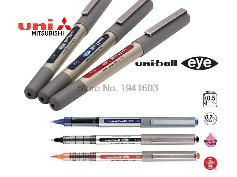 Red Ink 4 x UNI-BALL UB-157 EYE ROLLERBALL PEN 0.7mm