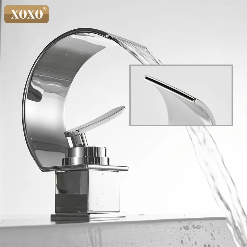 Online XOXO Becken Wasserhahn Kaltes und Heißes Wasser Wasserfall Bad Wasserhahn Einzigen handgriff Waschbecken Mischbatterie Deck Berg Torneira 21025