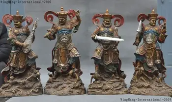 

16"Old China Bronze Antiquity Myth immortal God Four kings Four King Kong Statue