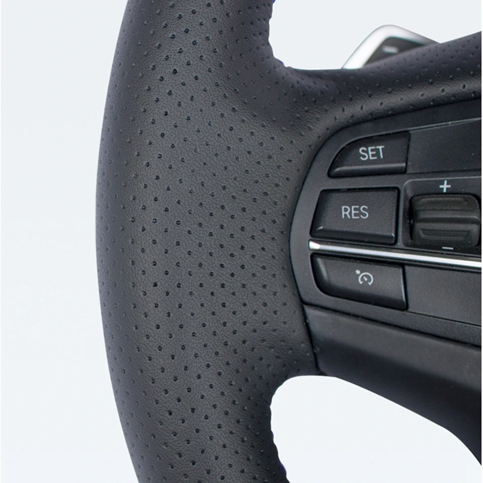 Рука сшитый черный искусственной кожи чехол рулевого колеса автомобиля Обёрточная Бумага для BMW F25 X3 2011- F26 X4