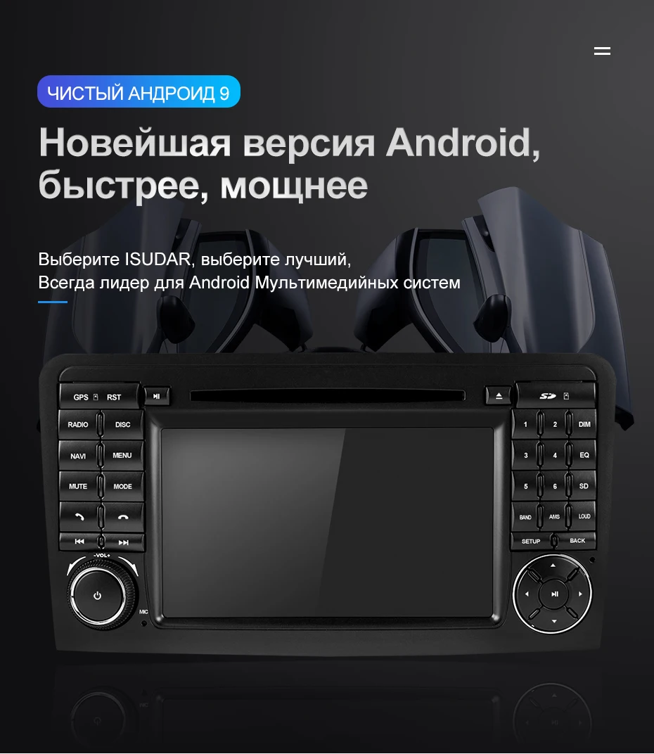 Isudar автомобильный мультимедийный плеер 2 Din Android 9 для Mercedes Benz/класс GL ml W164 ML350 gps автомобильное радио, dvd плеер DSP Octa Core FM