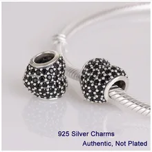 L251b auténtica plata de ley 925 perlas blanco Rhinestone Crystal Love Heart encantos de bolas adapta para Pandora pulsera de DIY que hace