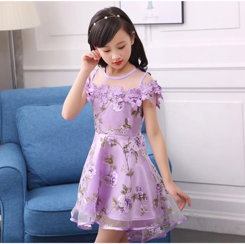 Летнее платье для девочек стекло YarnDress свадебного костюма ласточкиным хвостом