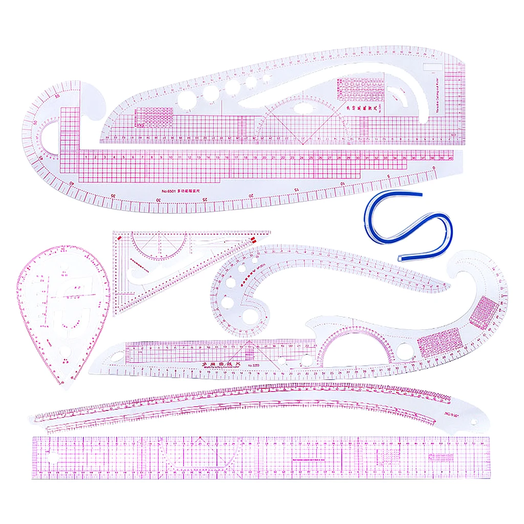 9Pcs Multi Styles French Curve Ruler Set for Dressmakers Clothing Sewing Pattern Making
