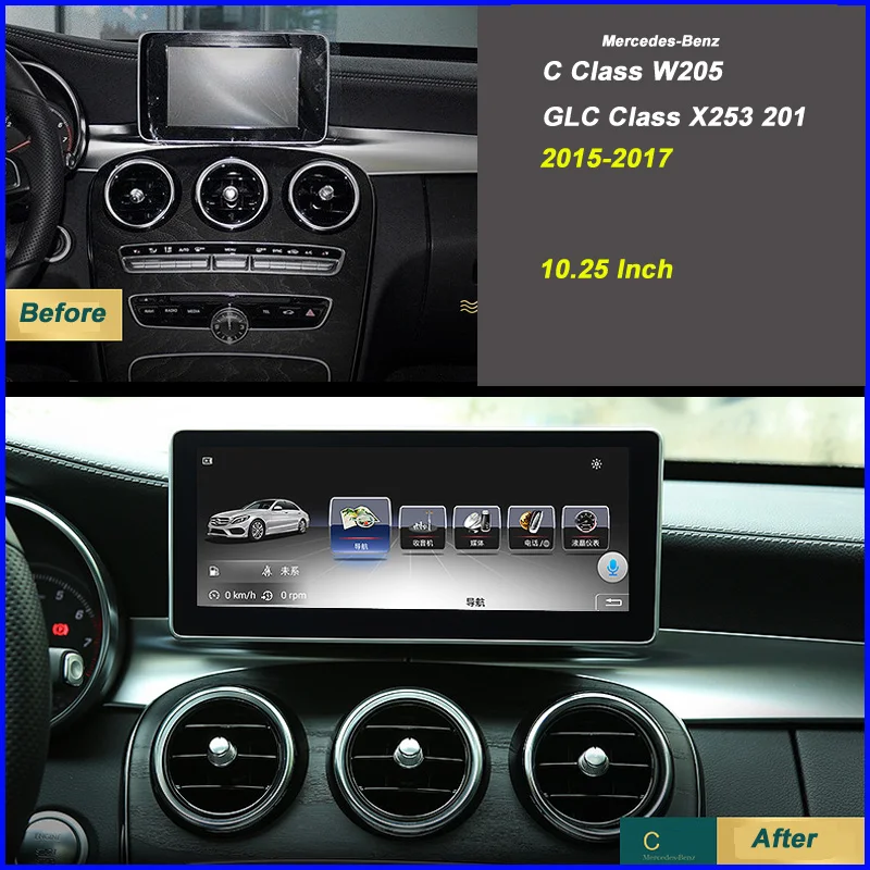 Perfect 10.25 inch Android monitor for C Class W204 2008-2014 W205 GLC C250 C350 C63 2015-2018 10