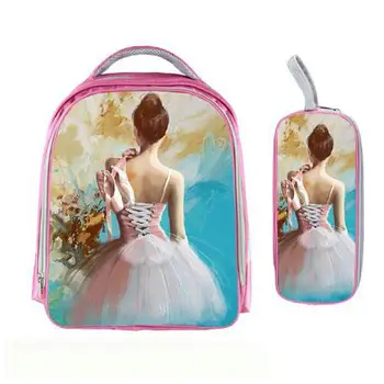 

Pink Ballet Shoes Ballet Dancer Painting Book Backpack Girls Bookbag School Bags Kids Backpacks For Adolescent Girls Best Gift