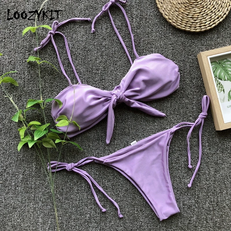 LOOZYKIT 2019 летний женский комплект бикини из двух частей Mujer Повседневный с