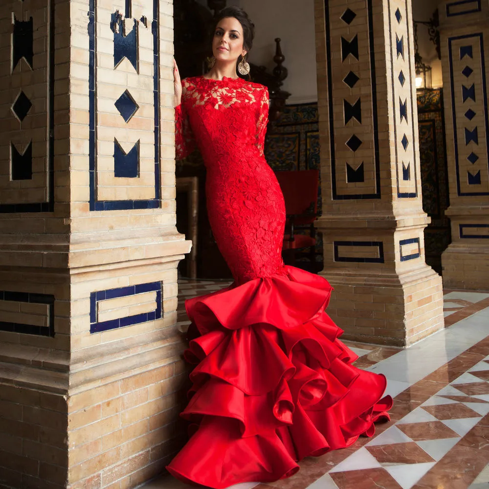 Винтажное красное кружевное свадебное платье с v-образным вырезом и аппликацией, сексуальное свадебное платье русалки с длинным рукавом, сделано в Китае, vestido de noiva curto