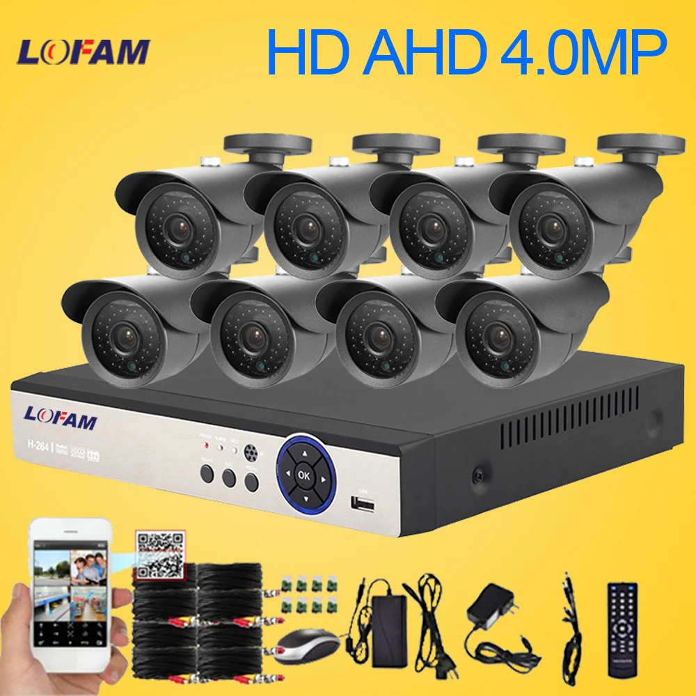 LOFAM 8CH DVR система 4MP AHD комплект видеонаблюдения металлическая наружная