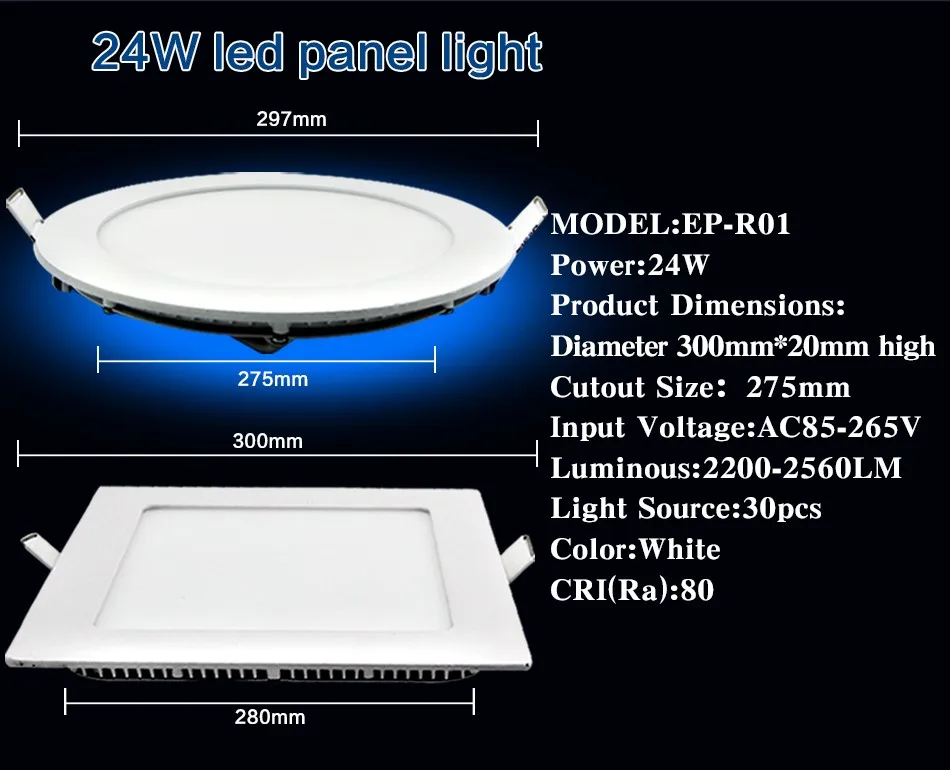 EPSCH Ultra thin Design 3W 4W  6W 9W 12W 15W 18W 24w LED Ceiling Recessed Lamp Downlight  Slim Round Square Flat Panel Light (18)