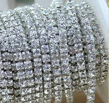 10 mt/los 3mm Kristall Silber Glas Strass Strass Schalenkette Für Hochzeitskleid, Party dekoration freeshipping
