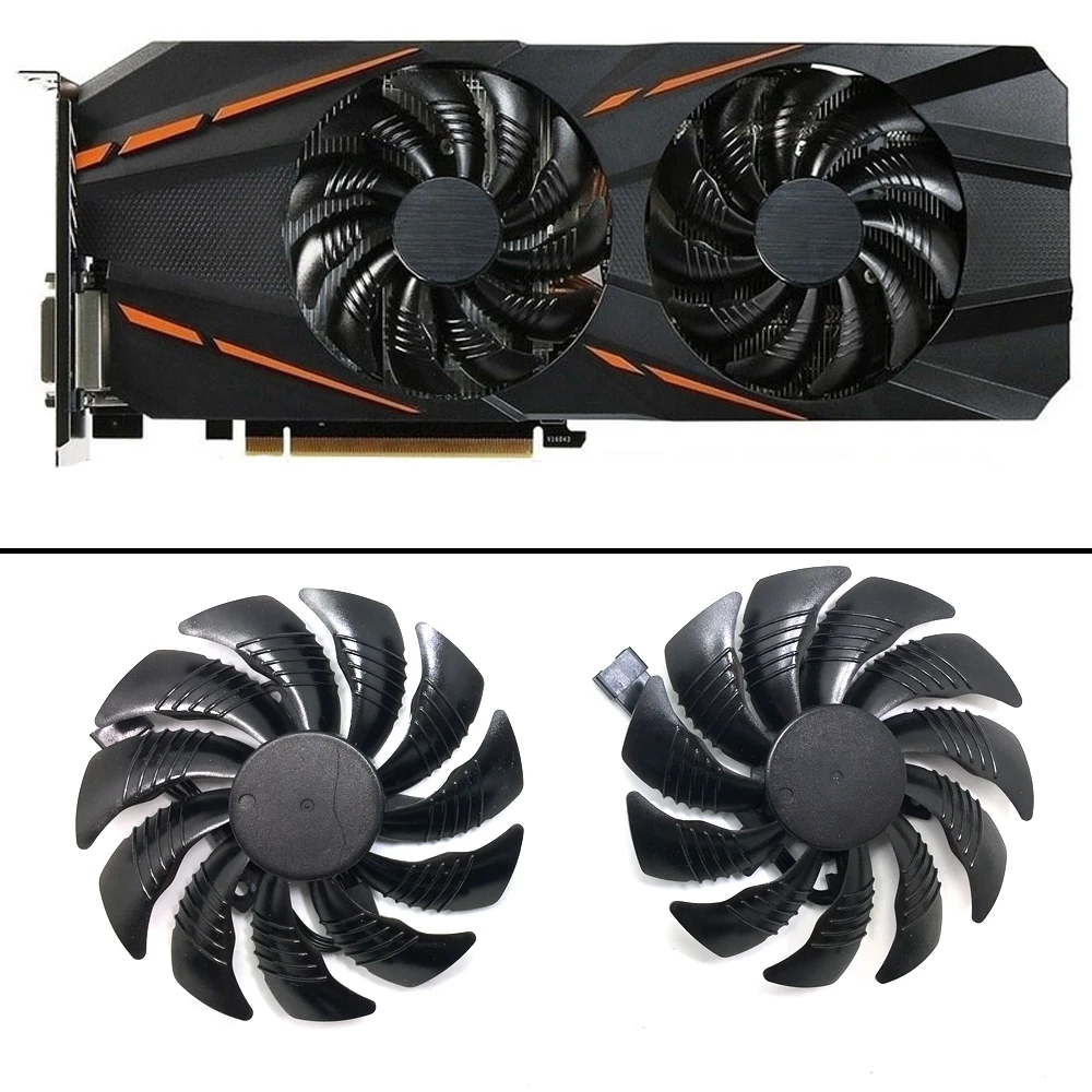 Вентилятор охлаждения для карт Gigabyte GTX1060 P106 1050 1070 RX 470 480 570 580 2 шт. 85 мм T129215SU |