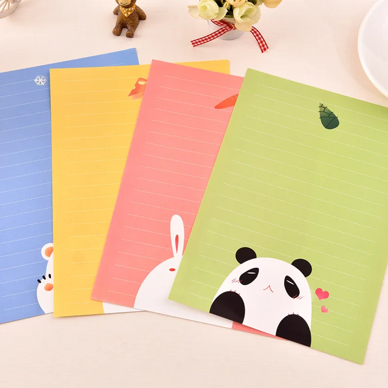 

Creative Cute Colorful Cartoon Animals Rabbit Panda Bear Mouse Writing Paper + Envelope Kawaii Letter Paper Set