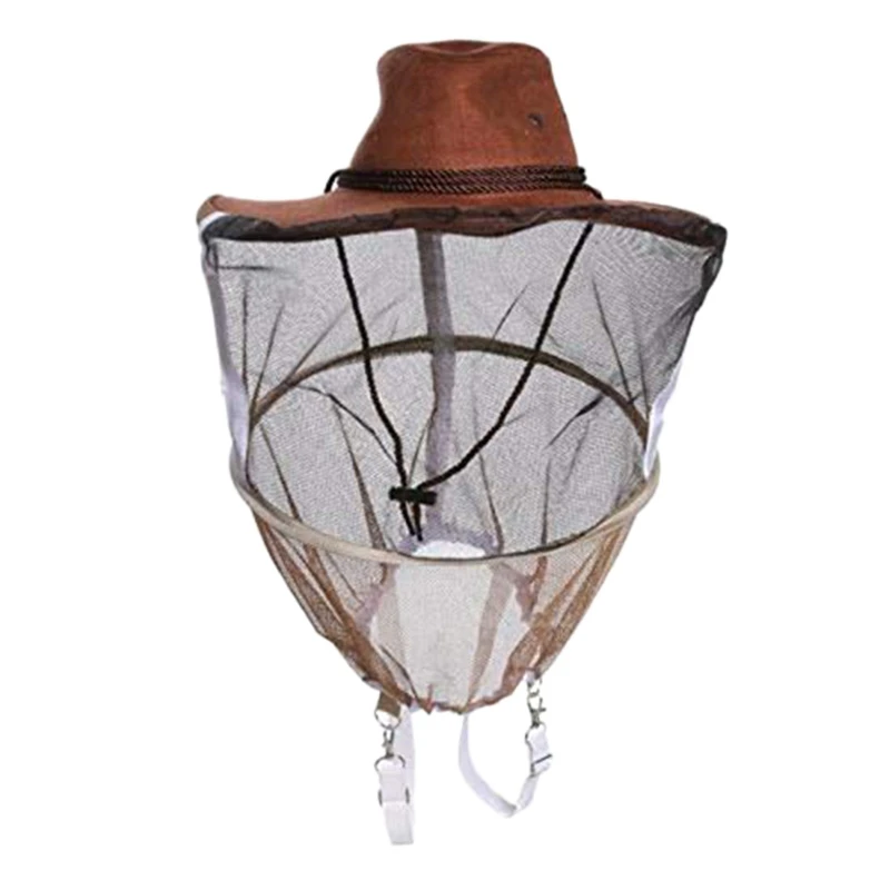 Professional Beekeeping Hat Beekeeper Cowboy Hat Anti Mosquito Bee In Sect Veil Net Hat Full Face Neck Wrap Protector