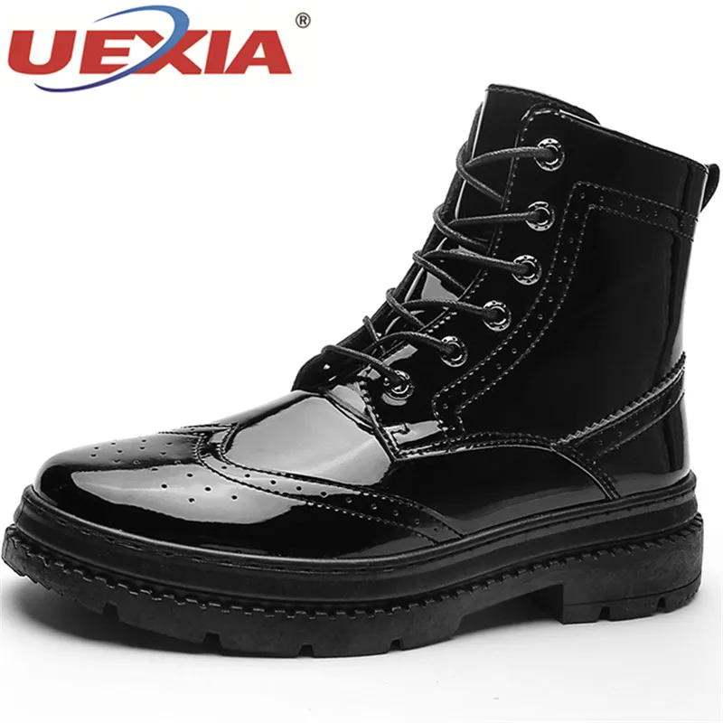 

UEXIA New Men Boots Fashion Men Ankle Boots Winter Men Motorcycle Boots Male Oxfords Shoes Leather Martin Boot Men's Casual Shoe