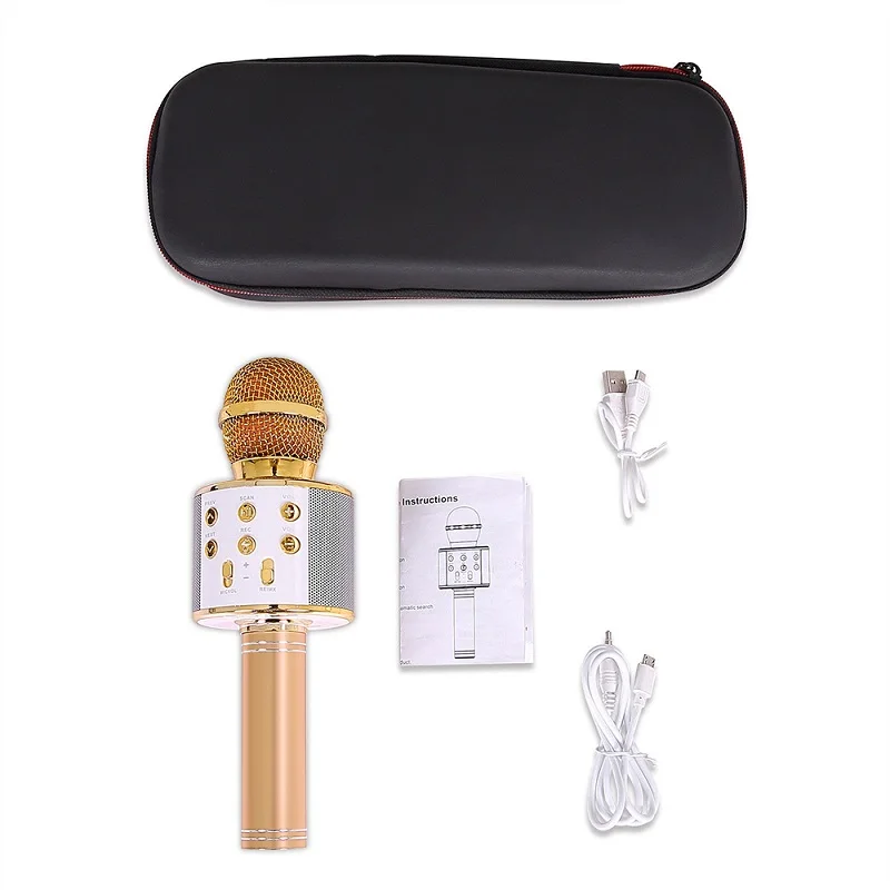 Local gold WS858 беспроводной Bluetooth микрофон караоке динамик высококлассная версия микрофон KTV плеер телефон микрофон для компьютера сценической конференции - Цвет: Local gold