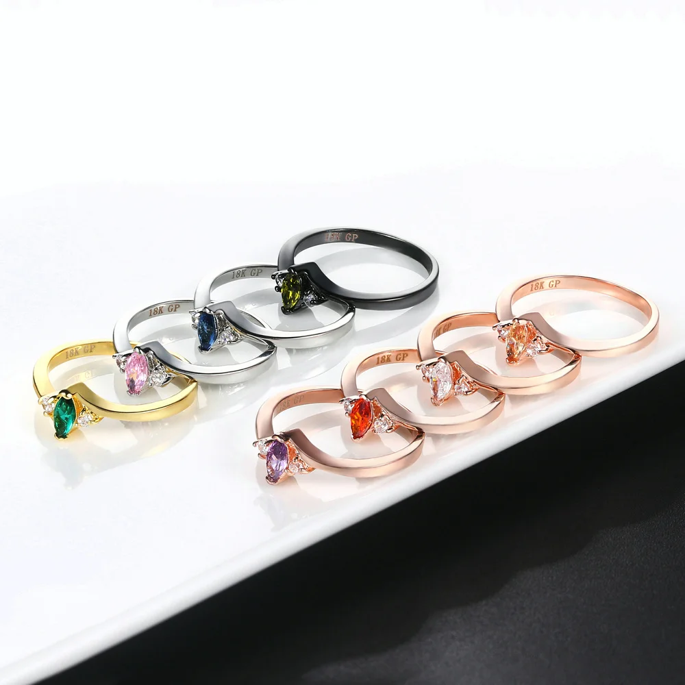 Single Ring For Women Wedding Party CZ Stone Fashion Jewelry Rings