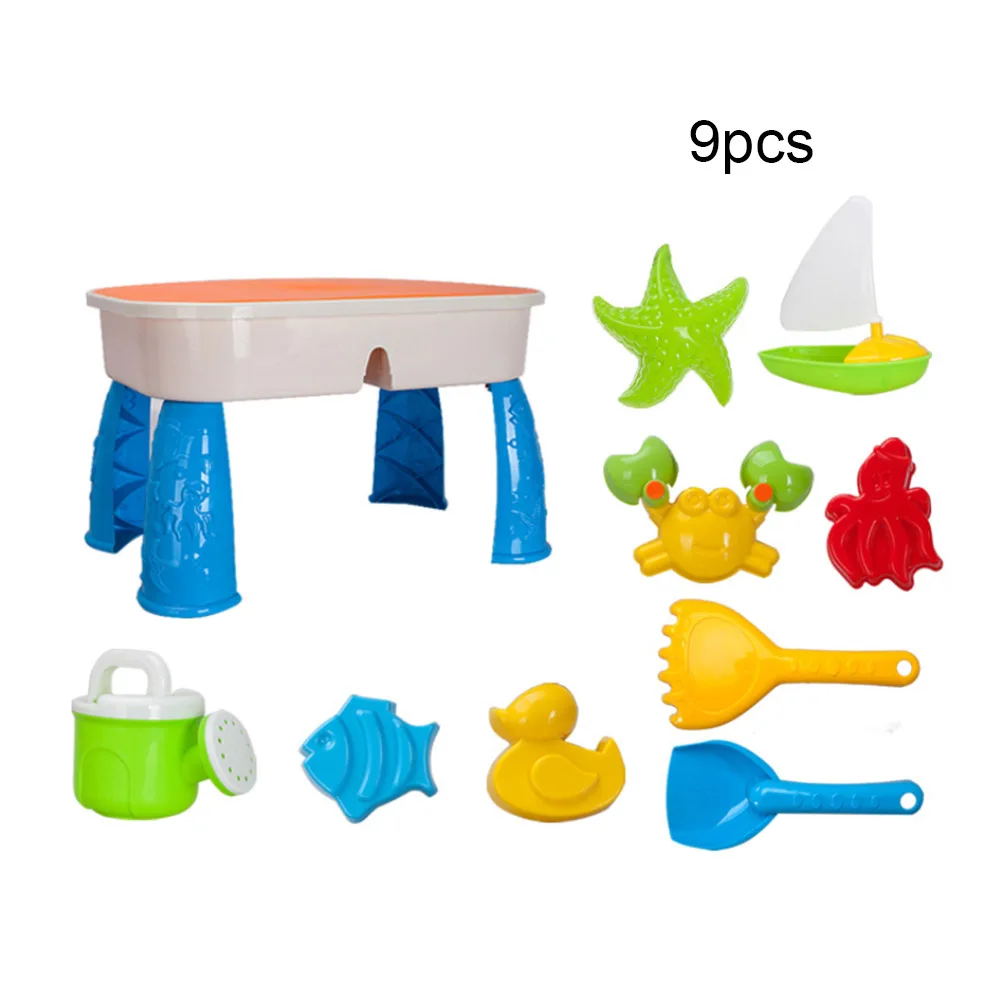  9 Pcs Kids Baby soft Silicone beach toys for children SandBox Set Kit Sea sand bucket Rake Hourglas