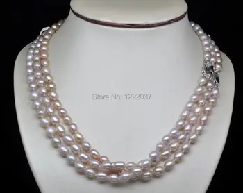 

Natural 3 Strand AAA+5-6mm Lovely Purple pearl necklaces 17"