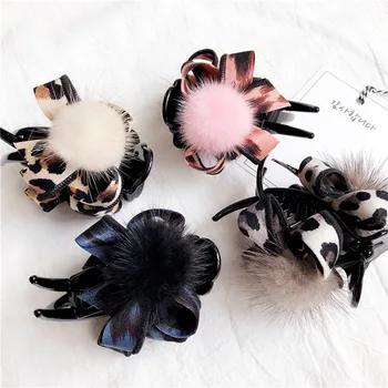 

Fashion GirlLeopard Print Hair Claws Beam Hairpin Women Hair Accessories Beauty Hair Crab Clamp Headwear small Hair Clip