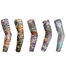 Jiexijie эластичная Защита от ультрафиолетовых лучей компрессионные нарукавники летние охлаждающие татуировки крутые печатные солнцезащитные унисекс панк Мода