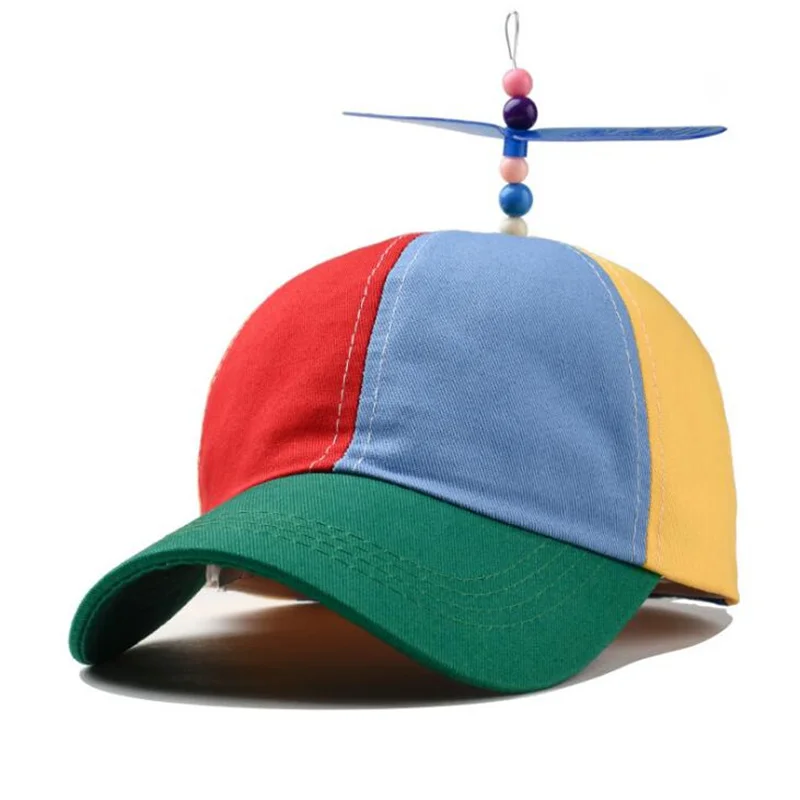 

2019 Adult Kids Helicopter Propeller Baseball Caps Colorful Patchwork Cap Hat Bamboo Dragonfly Children Kids Snapback Caps